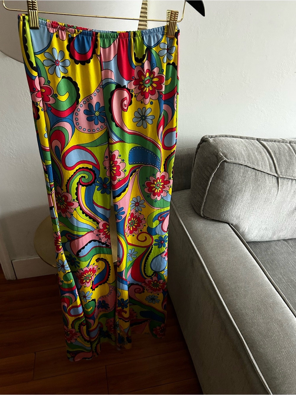 Funky Psychedelic Palazzo Wide Flare Pants M Streach Festival Boho